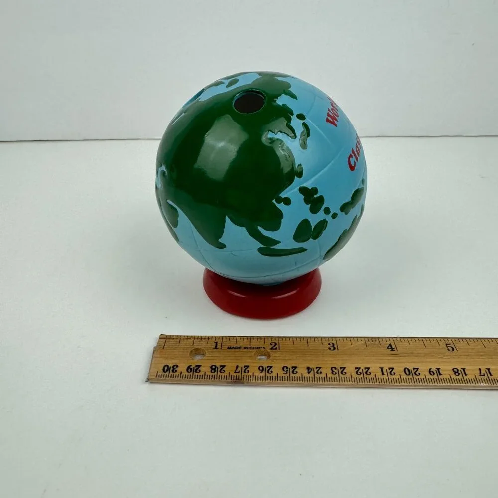 Vtg World Class Student Painted World Globe Map Pencil Holder Russ Bernie and Co